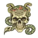 skull with snake   tattoo design idea