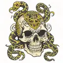 skull with snake   tattoo design idea