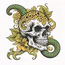 skull with snake   tattoo design idea