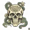 skull with snake   tattoo design idea