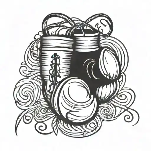 A tattoo of a stylized boxing glove with musical symbols intertwined, symbolizing the client's passion for both boxing and music, in a blackwork style tattoo design idea