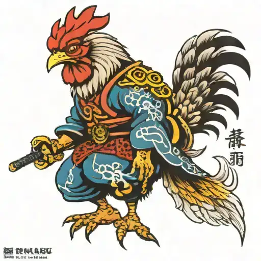 chicken samurai warrior tattoo design idea