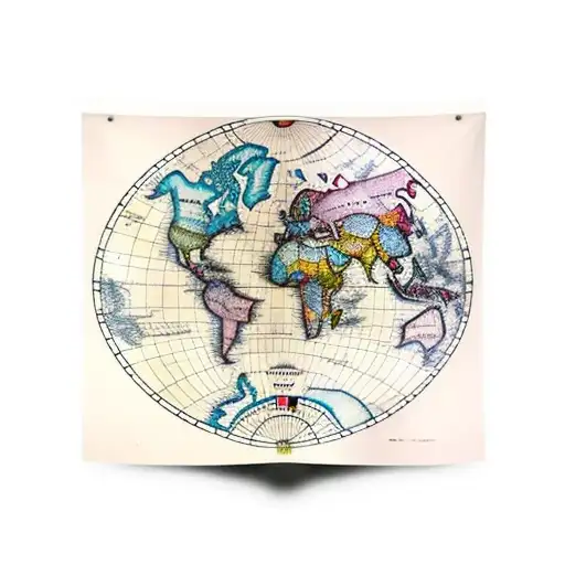 Old World Map nailed to a Christian cross.  Lots of color tattoo design idea