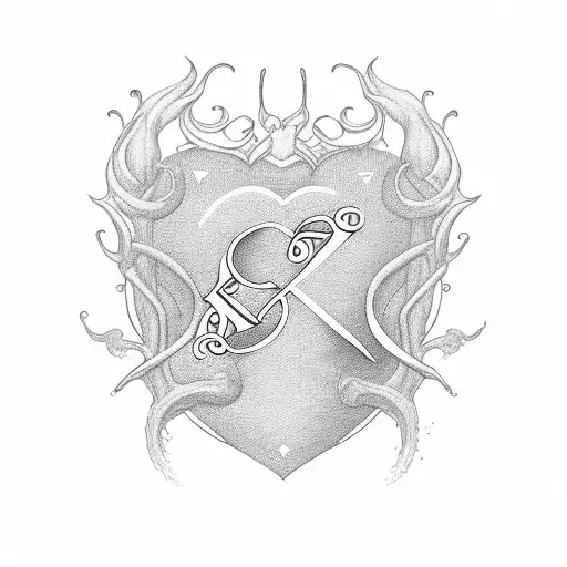 an j initial with a heart tattoo design idea