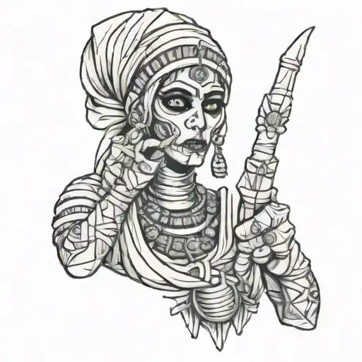 mummy women Giving the middle finger tattoo design idea