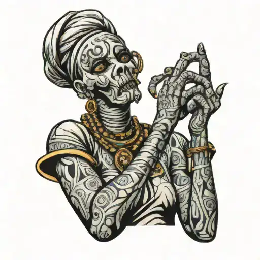 mummy women with new york shirt Giving the middle finger tattoo design idea