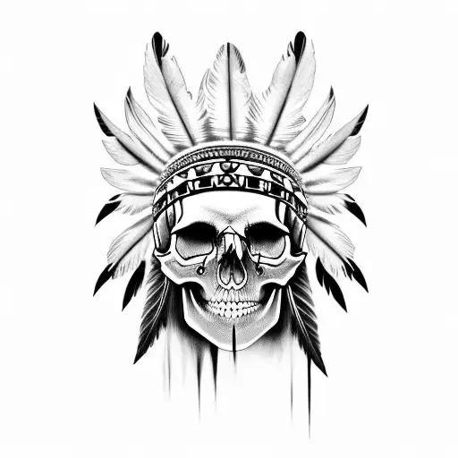 skull native american tattoo design idea