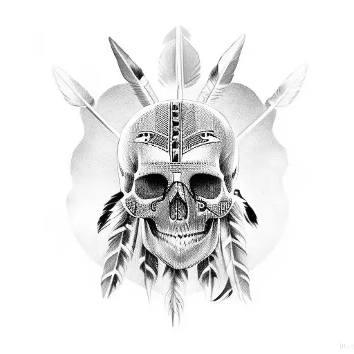 skull native american tattoo design idea