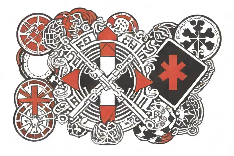 red hot chili peppers logo, christs cross and poker chip tattoo design idea