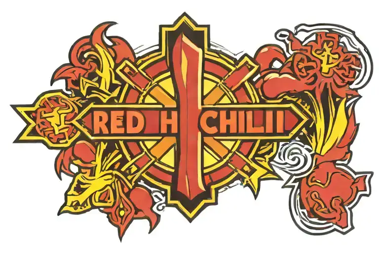 red hot chili peppers logo, christs cross, poker chip tattoo design idea