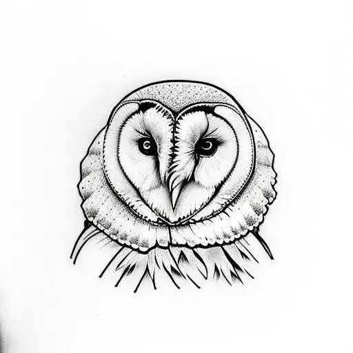 very simple barn owl linework tattoo design idea