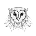 simple barn owl linework tattoo design idea