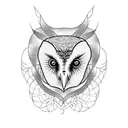 simple barn owl linework tattoo design idea