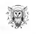barn owl linework tattoo design idea