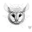 barn owl linework tattoo design idea