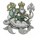 king neptune together with a shellback turtle tattoo design idea