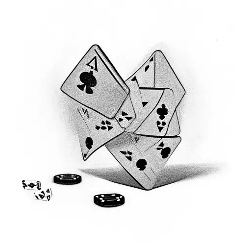 A realistic depiction of two playing dice, one displaying a 4 and the other a 1, with shading in black-grey style tattoo design idea