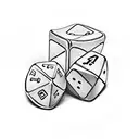 A realistic depiction of two playing dice, one displaying a 4 and the other a 1, with shading in black-grey style tattoo design idea