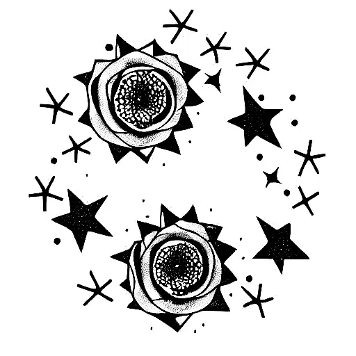 birth flowers of april, march, and september with stars tattoo design idea