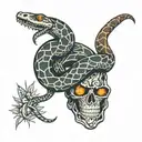 snake and hand  and text format trust no one tattoo design idea