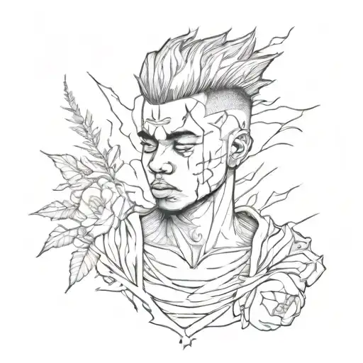 Design a sketch tattoo inspired by xxxtentacion album artwork tattoo design idea