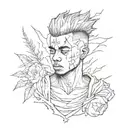 Design a sketch tattoo inspired by xxxtentacion album artwork tattoo design idea