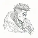 Design a sketch tattoo inspired by xxxtentacion album artwork tattoo design idea