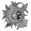 Filipino tribal sun and moon togetherness  tattoo design idea