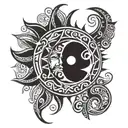 Filipino tribal sun and moon togetherness  tattoo design idea