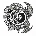 Filipino tribal sun and moon togetherness  tattoo design idea