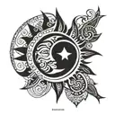 Filipino tribal sun and moon togetherness  tattoo design idea