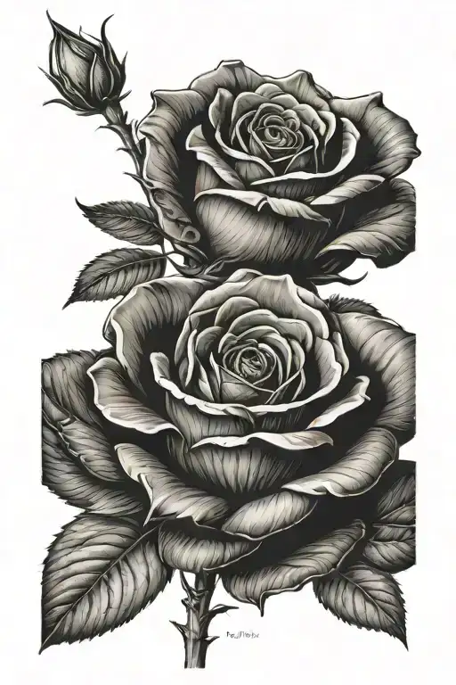 rose with five stems. each stem has a letter camouflaging on the stem. The letter are P, M, E, A, and J  tattoo design idea