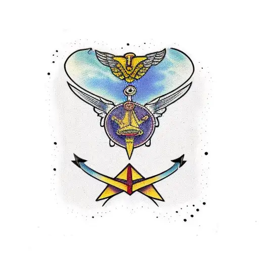 symmetrical throat piece tattoo design idea