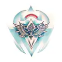 symmetrical throat piece tattoo design idea