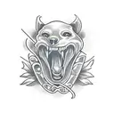 symmetrical throat piece tattoo design idea