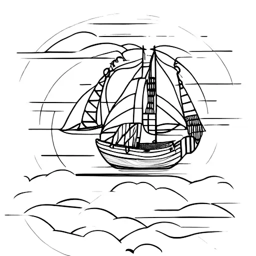 A boat sailing on a canvas of colorful paint strokes tattoo design idea