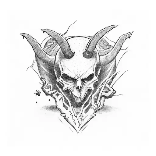 A hauntingly beautiful depiction of a devil embracing a broken heart tattoo design idea