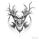 A hauntingly beautiful depiction of a devil embracing a broken heart tattoo design idea