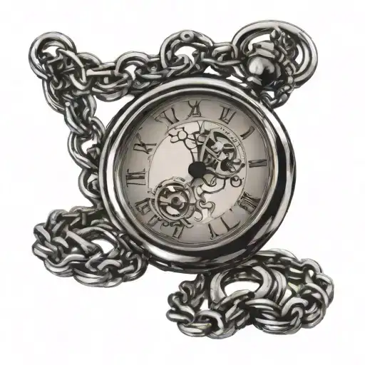 pocket watch with chain tattoo design idea