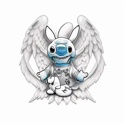 stitch and angel  tattoo design idea