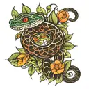 snake stylized plants tattoo design idea