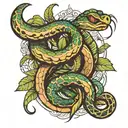 snake stylized plants tattoo design idea