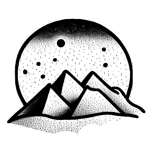 mountain and space no shading tattoo design idea