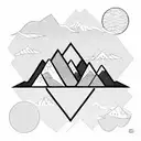 Mountain Scene no shading  tattoo design idea