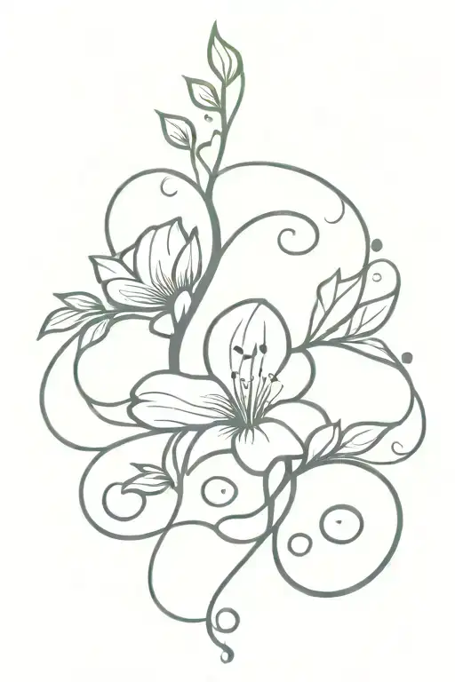 2 flowers connected to one vine and the vine has the word cursive "szeretlek" tattoo design idea