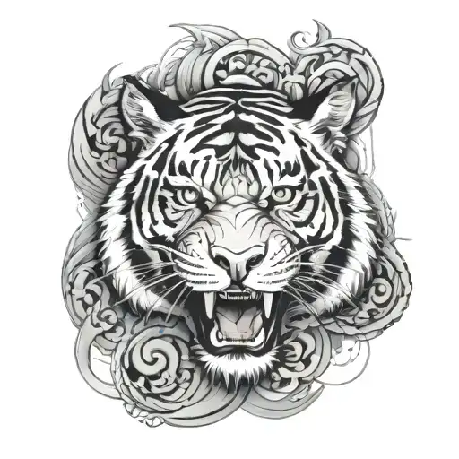 Tattoo Sketch: Asian Tiger**  **Main Idea:** The tattoo will feature an Asian tiger, a powerful and graceful predator th tattoo design idea