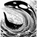 orca, brush, waves tattoo design idea