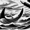 orca, brush, waves tattoo design idea