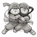 Doraemon and Ninja Hatori hugging each other tattoo design idea