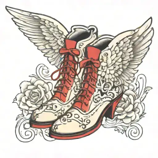 angel shoes tattoo design idea